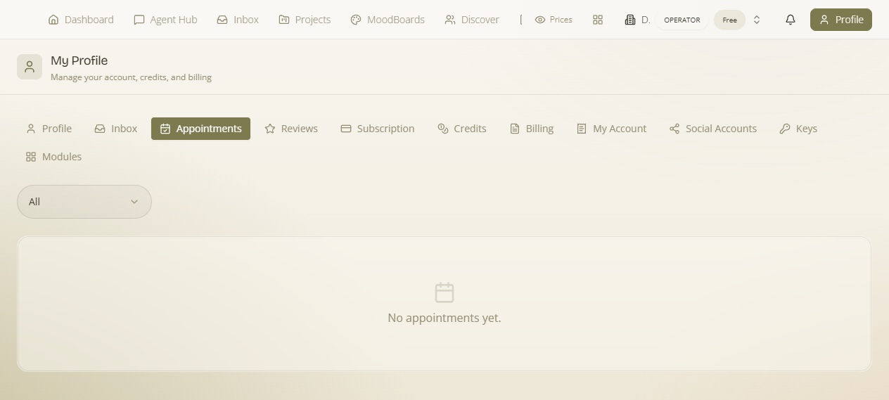 Appointments tab