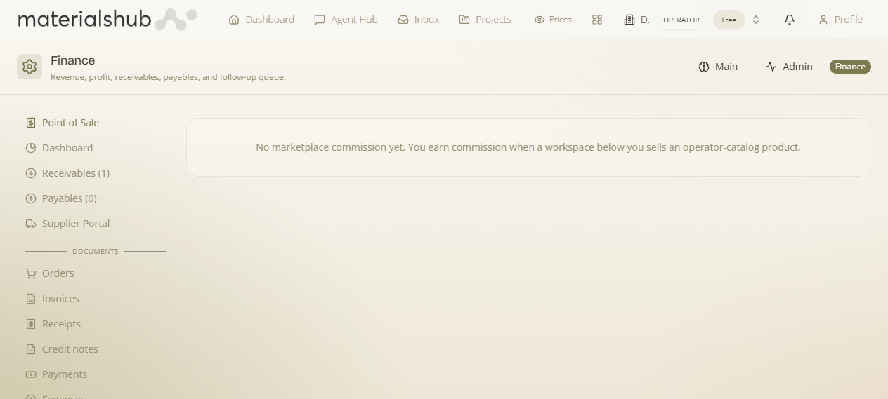 Marketplace tab: surplus / last-stock marketplace activity tied into the financial view