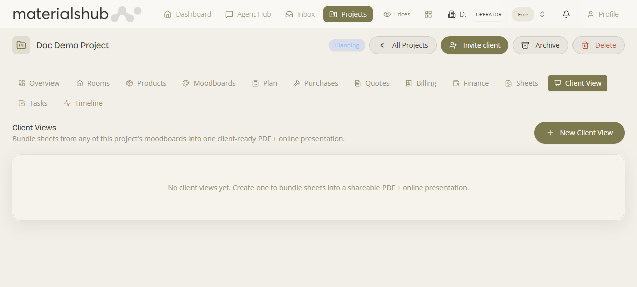 The New Client View builder