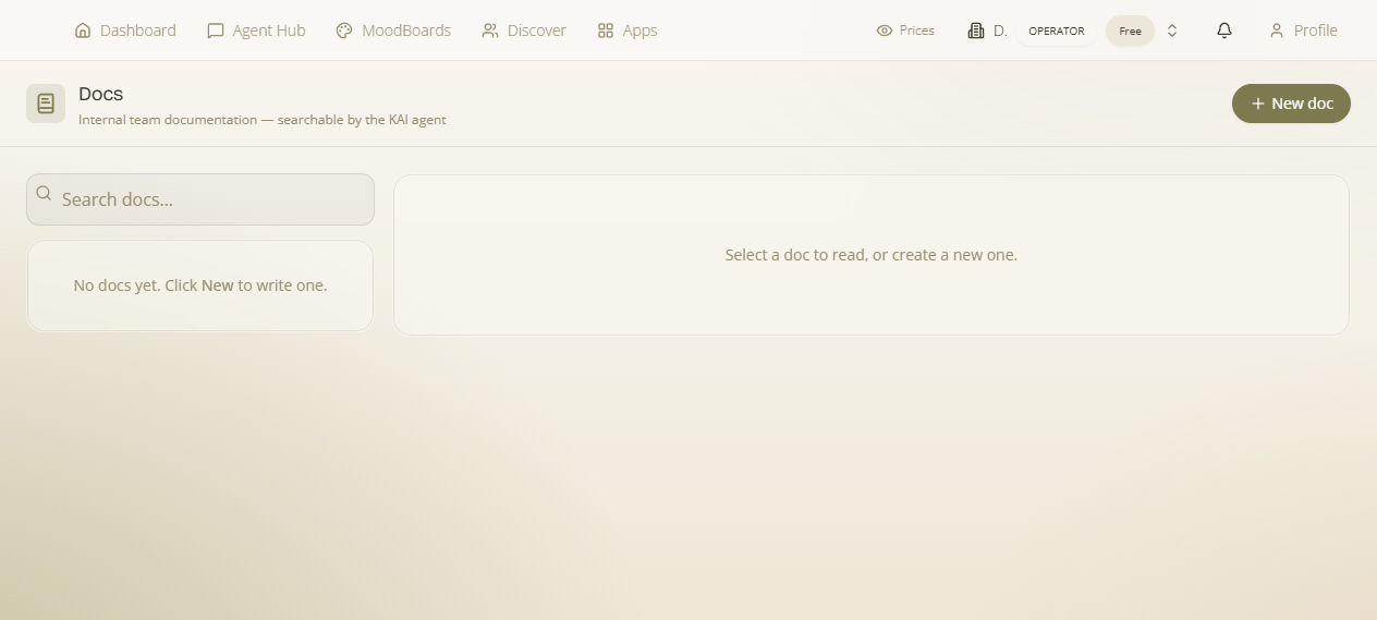 Team Docs — an internal Markdown wiki the assistant can search